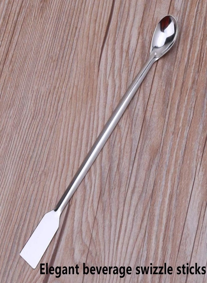 Fuzdaycu 2 Pcs Gold Silver Melting Long Handle Stainless Steel Spoon Stirring Rod Spoon Melting Casting Refining Gold Silver Tool Multifunctional Coffee Beverage Stir Sticks Coffee Stirrers, Silver - Image 4